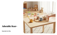 Silicone Toy Tea Set Bear Themed Afternoon Tea Toy Role Playing Fun Pretend Play Animal Teacups for Young Children, Infants, Playroom, Bath Time