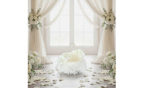 Satin Flower Girl Basket with Pearl Handle Charming Flower Girl Basket with Bow Exquisite Romantic for Brides