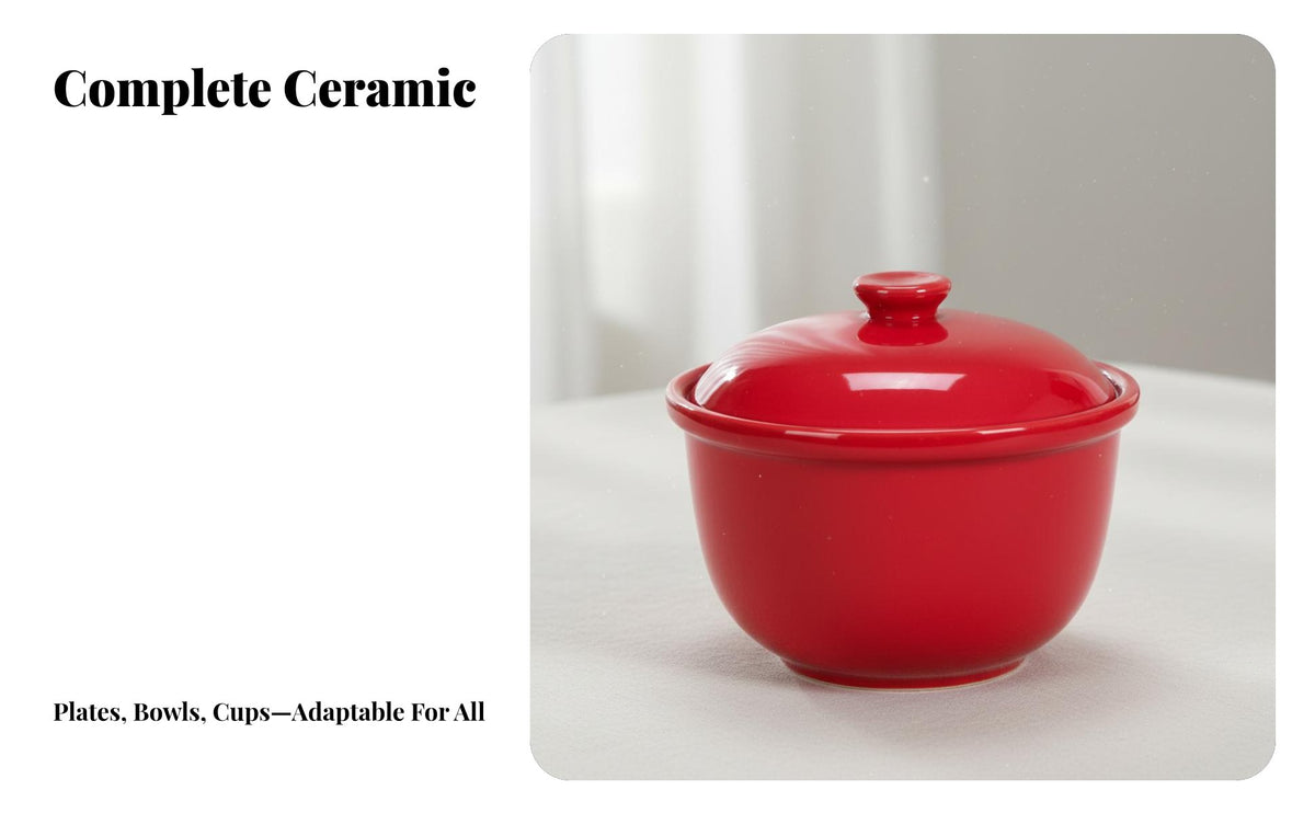 Ceramic Dinnerware Set, Red Festive Plates Bowls Cups, Modern Minimalist Tableware for Hotel Holiday Gift