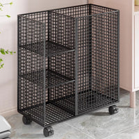 Caster Wheels Mesh Storage Rolling Cart Open Frame Rolling Exercise Rolling Cart Hanging Basket Heavy-Duty Metal for Gym, Fitness Room
