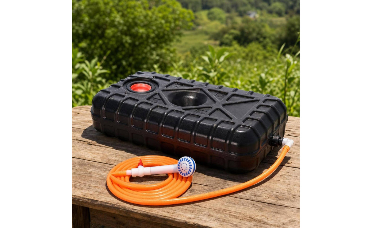 Leakleakproof Water Tank with Shower Head Thickened Camping Shower Kit Ribbed Water Storage Tank with Hose and Valve Utility-Style for Campers
