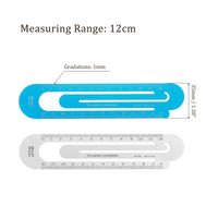 Portable 12cm Aluminum Ruler Clear Markings Paperclip Ruler Stationery for Readers, School