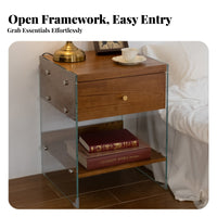 Modern Design Floating Drawer Nightstand Transparent Sides Bedside Table Space-Saving Bedroom Furniture Ample Storage for Apartment Dwellers, Interior Design Enthusiasts, Homeowners, Small Areas, Living Room, Hallway, Office