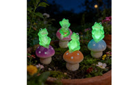 4 Pieces Fungus Stake with Frog Fluorescent Frog Garden Stake Fungus Ornament Whimsical Unique for Gardeners, Fairy Gardens