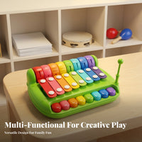 Educational 3-in-1 Musical Instrument Promotes Hand-Eye Coordination 8-Note Xylophone Piano Sensory Development Toddler Keyboard Xylophone Polished Edges for Toddlers, Babies, Preschoolers