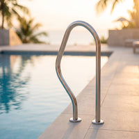 Stainless Steel Pool Handrail Floor-Mount Swimming Pool Handrail Rustproof Hardware Heavy-Duty for Swimmers