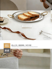 Modern Luxury Stainless Steel Mirror Tray with Gold Handles