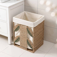 Woven Basket with Lining Rectangular Basket with Removable Liner Multipurpose for Laundry Room, Washroom