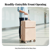 Built-in Combination Lock Front-Accessing Suitcase Retractable Handle Mount Wheel Carry-on Long-Lasting Luggage Lightweight for Travelers, Students, Adults, Vacation, Airport, Weekend Trip Getaway