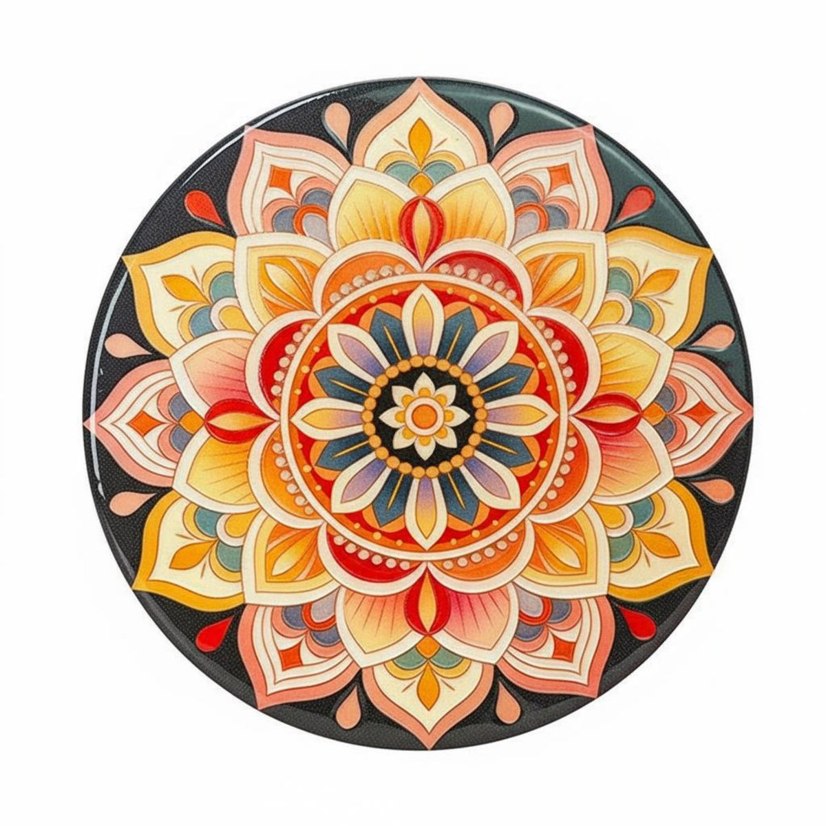 Bohemian Ceramic Coaster Heat-Resistant Bohemian Design Cup Mats Housewarming Gift Mandala Pattern Drink Coasters for Tea Table, Office