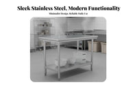 Easy to Clean Commercial Food Prep Table Heavy Duty Stainless Steel Work Table Rust-Resistant Stainless Steel Workbench High Load Capacity for Restaurant Employees, Home Cooks, Homeowners, Warehouse, Garage, Workshop, Laundry Room