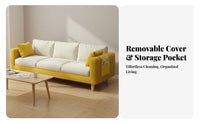 High-Density Foam Cushion Modern Textile Sofa Comfortable Seating Small Apartment Couch Removable and Washable Cover Modern 2-Seater Couch Long-Lasting Construction for Renters, Students, Families, Rental Home, Lounge, Waiting Area, Bedroom