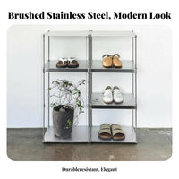Brushed Finish Multi-Tier Shelving Unit Sturdy Metal Frame urban Etagere Minimalist Design Display Rack Easy to Assemble for Decor aficionados, Interior Designers, Entryway, Office, Living Room, Bedroom