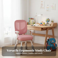 Back Support Height Adjustable Learning Chair Stable Frame Adjustable children's Study Chair Padded Cushion Breathable Mesh for Students, Girls, Teenagers, Home, School, Bedroom, Playroom