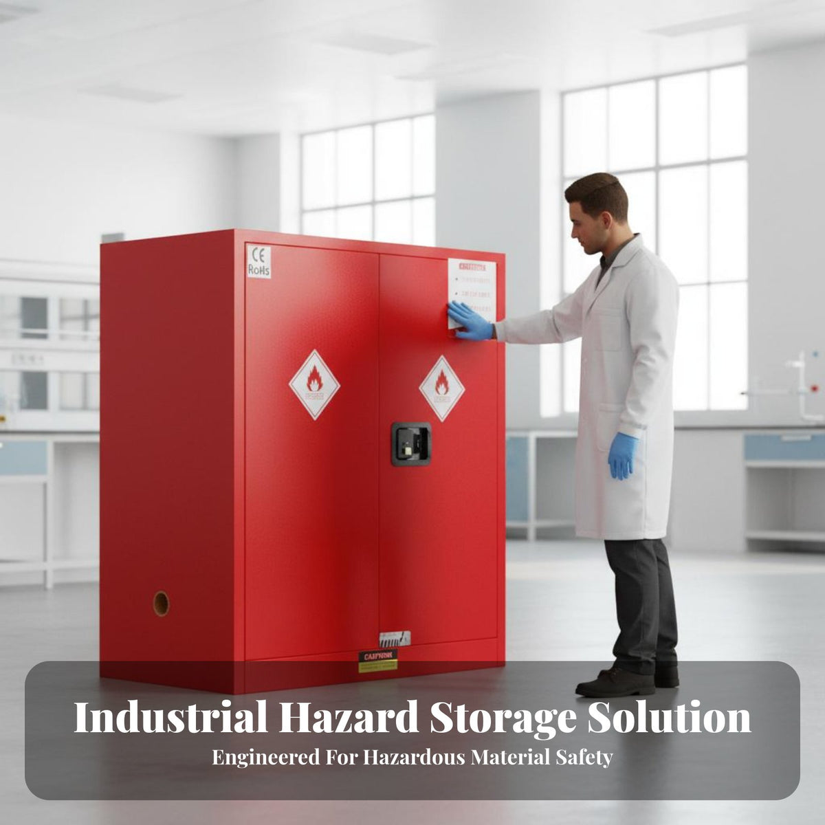 Storage Cabinet Fire Resistant Cabinet Lockable Fire Resistant Harmful Material Locker for Researchers, Factories, Laboratories
