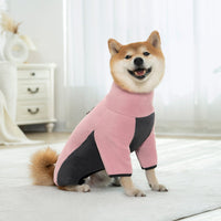 Warm Four-Legged Dog Jumpsuit Color-Block Design Four-Legged Dog Pajamas Reduces Shedding for Large Dogs, Outdoor Walks, Walking, Sleeping