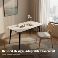 Easy to Clean Rectangular Table and Chair Set Scratch Resistant Rectangular Table with 4 Chairs Long-Lasting Construction Cafeteria Furniture Strong Load-Bearing for School Administrators, Apartment Dwellers, Cafeteria, Food Court, Employee Dining Room