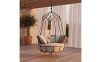 Rattan Hanging Basket Sunproof Hanging Oval-Shaped Chair Outdoor Swing Bed Comfortable Lounging Easy to Clean for Balcony