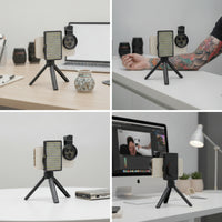 Compact Phone Photography Accessory with LED Light Portable Mobile Device Tripod with Mirror Lens Handheld Phone Mount with Tripod Anti-Glare for Photographers