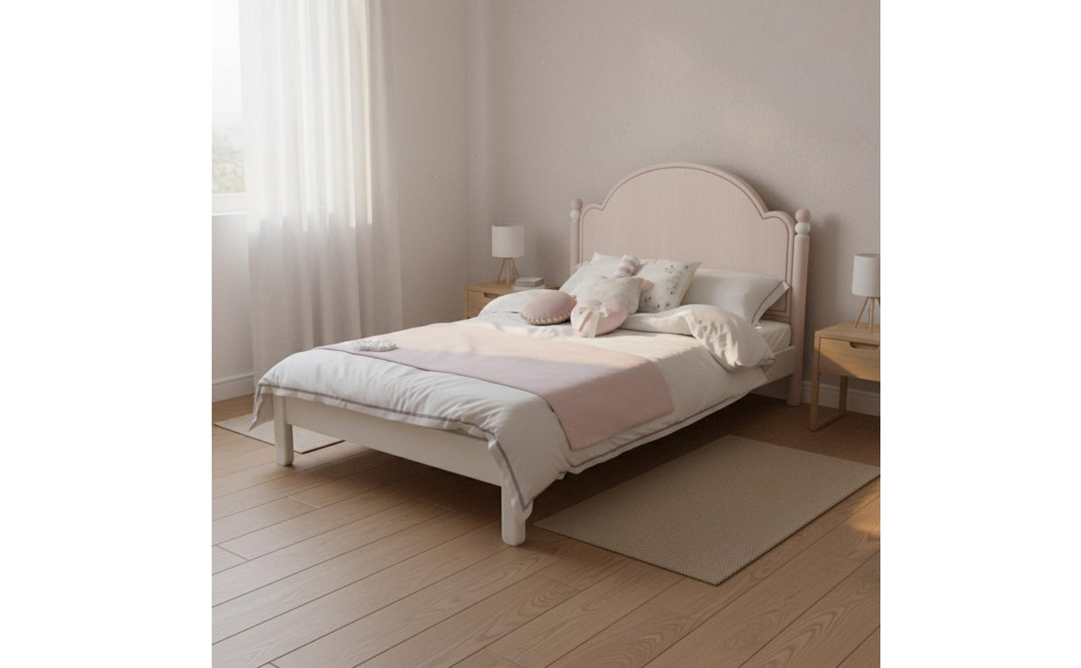 Pink Princess Bed Water-Based Paint Girls' Solid Wood Bed for Kids, Bedroom