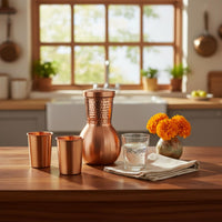 Copper Water Jug Set Snug Lid Copper Jug Set Narrow Neck Servingware