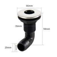 Sleek-Profile Marine Drain Outlet with Hose Barb Compact Boat Drain with Stainless Steel Cap Long-Lasting Thru-Hull Fitting with Hose Barb Long-Lasting for Yacht