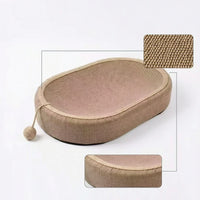Cat Scratcher Bed with Ball Toy Natural Oval Cat Scratcher with Ball Interactive