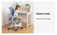 Lumbar Support kids' Rolling Desk Chair Lockable Casters Adjustable Split-Back Task Chair 360-Degree Swivel Ergonomic Seat Integrated Footrest for Students, Teenagers, Parents, Writing, Home Study, Homework, Reading