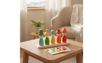 Wooden Matching Toy with Peg Dolls Sensory Toy with Picture Cards Creative Wooden Peg Dolls for Classroom