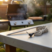 Braided Cable Grill Meat Sensor Right-Angled Plug Replacement Sensor 280°C Range Cooking Accessory Heat-Resistant