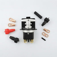 Metal Mounting Plate Rotary Battery Disconnect Switch Brass Terminals 12V Battery Disconnect Switch Copper Lugs Insulating Sleeves