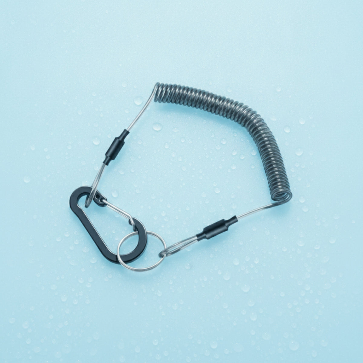 Anti-Lost Coil Cord Multi-Purpose Coiled Steel Wire Rope Locking Carabiner