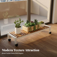 With Wheels Rolling Flower Rack Space Saving Rolling Plant Holder Heavy Duty Multi-Tier Plant Stand Easy Assembly for Balcony, Living Room, Indoor, Patio