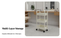 With Wheels 3-Tier Rolling Cart 360° Rotating Casters 3 Tier Slim Storage Cart Large Capacity for Homeowners, Beauty Salon, Kitchen, Bedroom