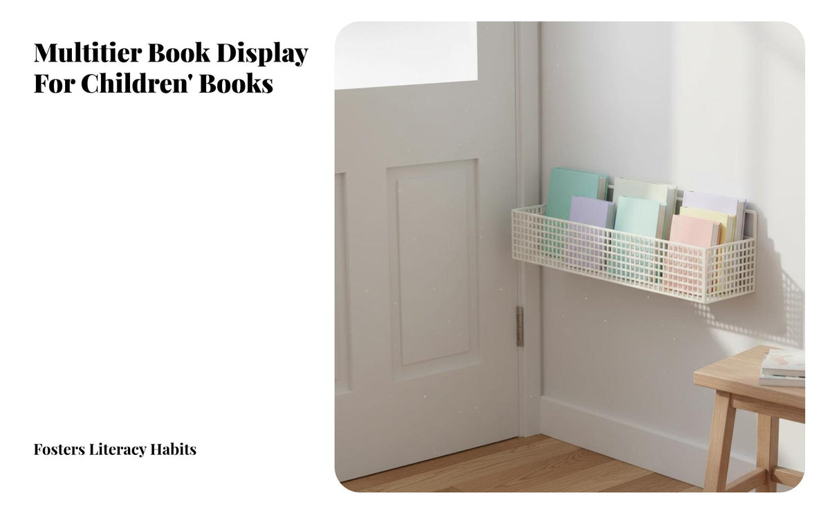 Space-Saving Multi-Tier Hanging Basket Organizer Slim Design Wire Mesh Storage Basket Easy to Install Book Rack Keeps Tidy for Children, Students, Narrow Areas, Behind Doors, Study Room, Bedroom