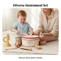 5 Pieces Percussion Instrument Set Early Learning Wooden Musical Instruments Set Develops Motor Skills Young Child Music Play Set for Young Children