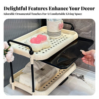 Doubletier Design 2-Tier Makeup rack area Saving 2-Tier Organizer Large Capacity Cosmetic Holder Easy to Clean for Women, Adults, Students, Dressing Table, Desktop, Bathroom, Bedroom