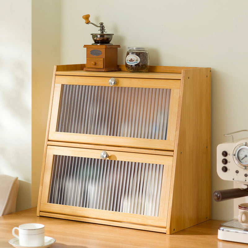 Desktop Storage Box Cup Storage Cabinet Tea Set Display Cabinet Kitchen Cup Rack Bamboo Tableware Storage Cabinet