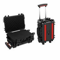 Retractable Handle Wheeled long-lasting container with Foam Large Capacity Rolling travel Chest Secure Latches Equipment Box impact Resistant for Photographers, Videographers, Air Travel, Field Work, at the site Shoots, Storage