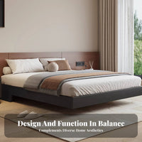 Headless Floating Bedstead French Retro Aesthetic Bed Frame Headboard Bedroom Furniture for Small Space Dwellers, partners, Apartment, Guest Room