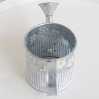 Watering Can with Floral Motif Galvanized Watering Can with Distressed Finish Metal Flower Pot Ribbed Planter Compact