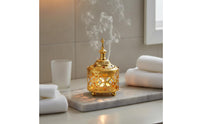 Multi-Functional Golden Metal Censer Light Luxury Ornate Tabletop Censer Easy to Clean Arabic Design Bakhoor Burner for Bedroom, Office