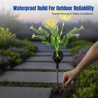 Outdoor Waterproof LED Solar Stake Light, Simulated Spider Lily Flower, Garden Decorative Light