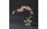 Crystal Flower Ornament Gold-Toned Crystal Flower Faceted Floral Ornament for Living Room