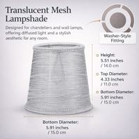 Light Shade for Ceiling with Transparent Mesh Textile Design, Small Lampshade for Pendant and Wall Lamps