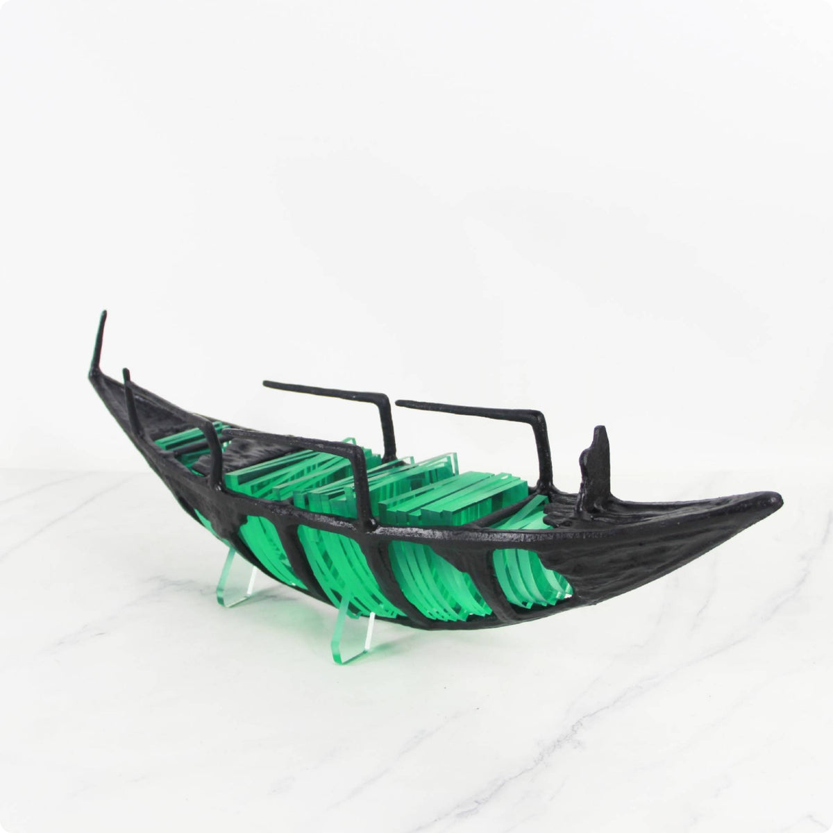 Decorative Boat Sculpture Open Frame Metal Boat Sculpture Cast Construction Home Decor for Lobby