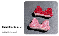Rhinest Single Bow Car Ornament Sparkling Crystal Bow Car Decoration Mini Size Dashboard Decoration for Girls, Drivers, Center Console