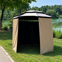 Fishing Umbrella Enclosure, Khaki Black Vinyl, Waterproof, Windproof, Sunshade, Fully Enclosed, Fishing Tent, Rain Cover