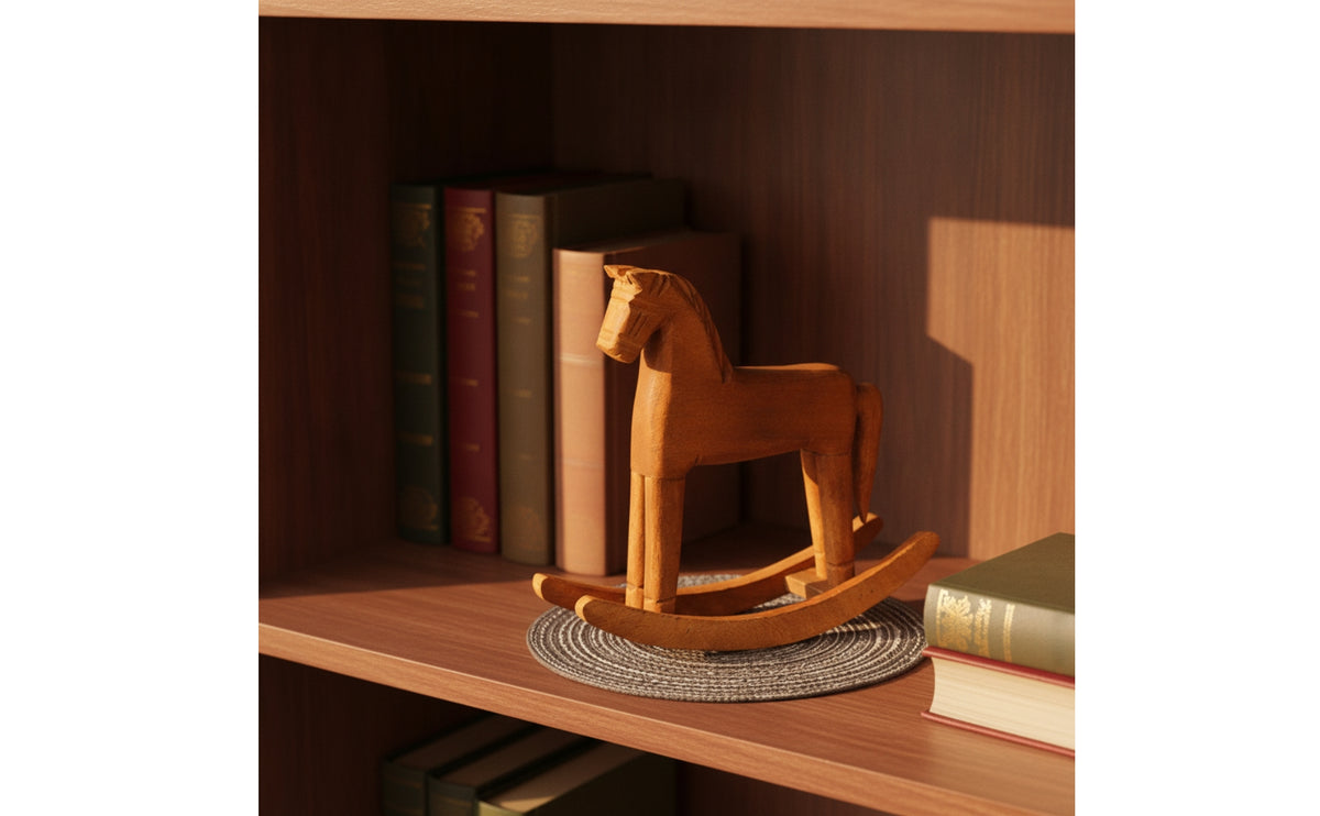 Antique-Style Wooden Rocking Horse | Rustic, Rocking Horse Figurine, for Tabletop