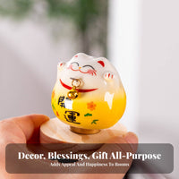 Excellent Gift Car Dashboard Ornament Symbol of Fortune Rotating Auspicious Cat Good Luck Charm for Office Workers, Living Room, Home